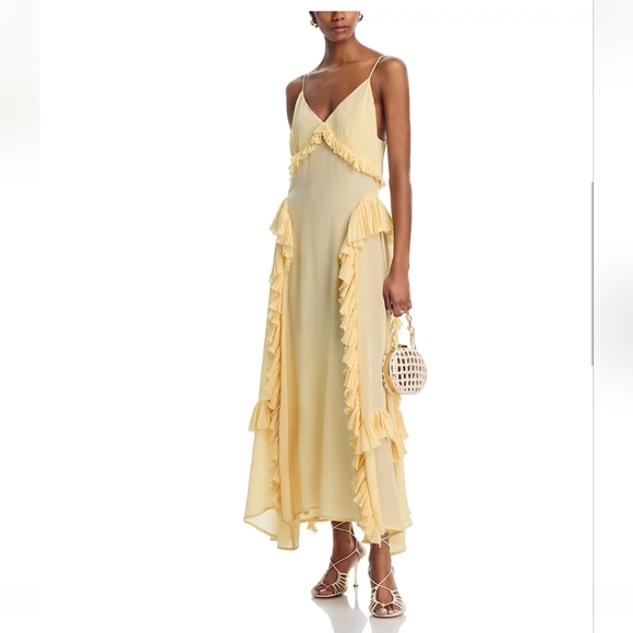Sea New York Yellow Ruffle Midi Dress - Picture 3 of 6